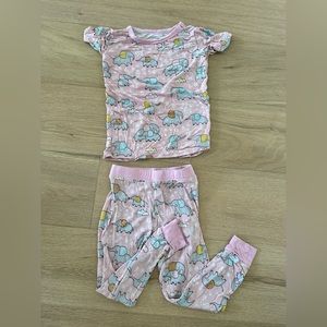 Little Sleepies Pajama Set, 2T, pink elephant